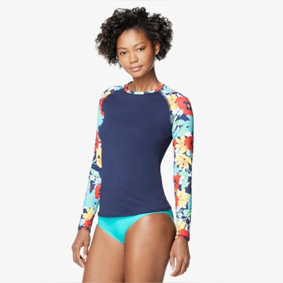 Speedo Women's Active Printed Long Sleeve Rashguard floral print size S - Picture 1 of 7